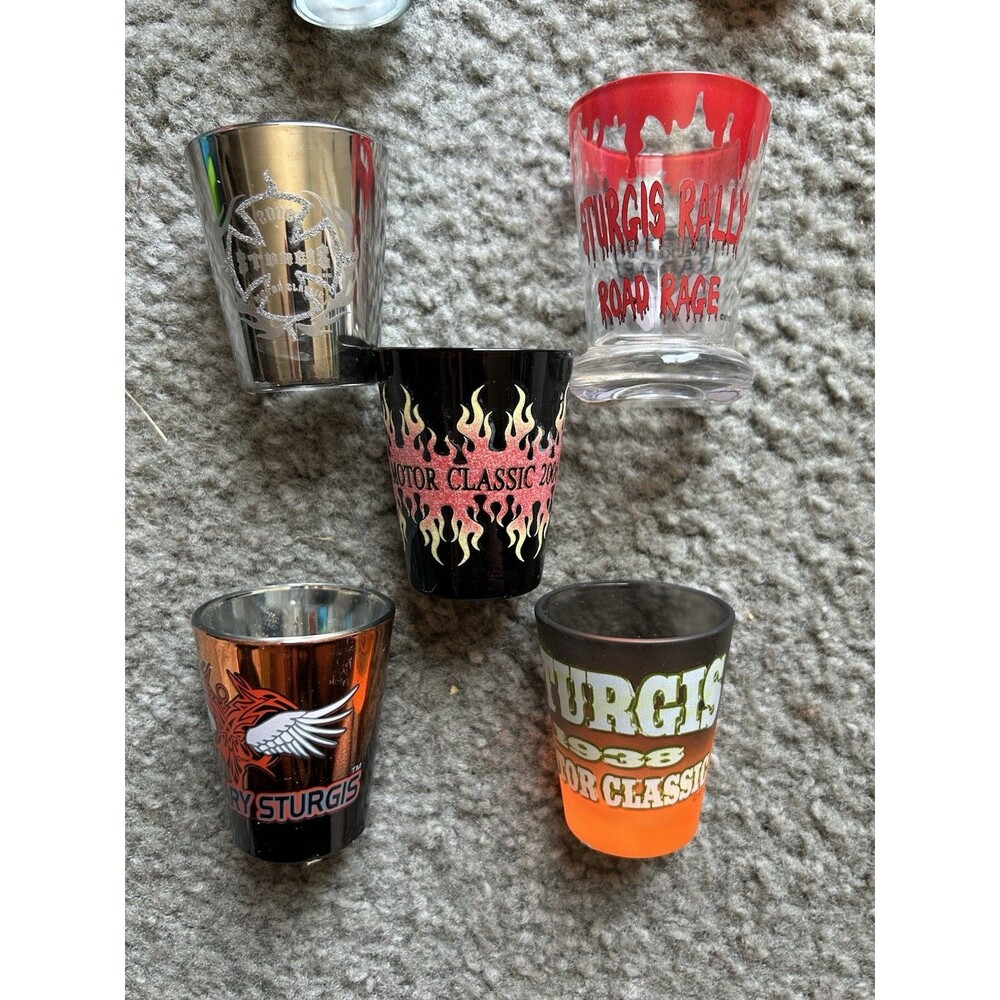 Sturgis Motorcycle Shot Glass Lot Of  5 2006 + Road Rage